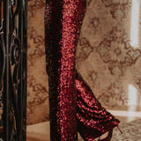 MAKE IT SPARKLE BORDEAUX SEQUIN PANTS