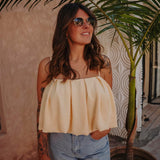 NEZRA BUTTER YELLOW CROPPED TOP