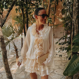 CORALIA ECRU FLOWER DRESS