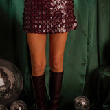 TWINKLING BORDEAUX FLOWER SKIRT