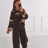 BROWN DISTRESSED BALLOON PANTS 9075-10