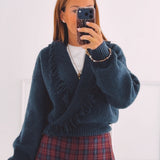 NINA DARK BLUE FRINGE PULLOVER