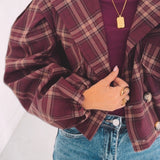 NAIDA BURGUNDY CHECKERED JACKET