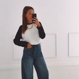 ELOWEN DARK BLUE/WHITE LONGSLEEVE SHIRT
