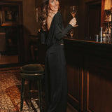 HOLLY SHINE BLACK RHINESTONE OPEN BACK BLOUSE