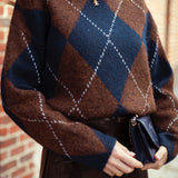 BRISTOL DARK BLUE/BROWN ARGYLE SWEATER
