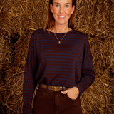 KAELINOR DARK BLUE/BROWN STRIPED LONGSLEEVE SHIRT