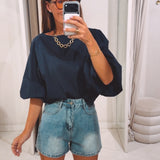 STAR BLUE DENIM SHORT