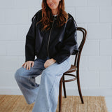 RIANNE DARK BLUE LEATHER JACKET