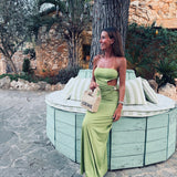 AMAIA OLIVE GREEN BANDEAU DRESS