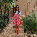 SELVA WHITE DRESS WITH RED LACE
