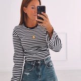 DELANEY DARK BLUE/ECRU STRIPED LONGSLEEVE SHIRT