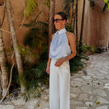 LUMBRE LIGHT BLUE HALTER TOP