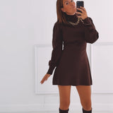 CATO BROWN KNITTED DRESS
