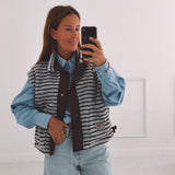 LINDE BROWN/LIGHT BLUE TEDDY JACKET