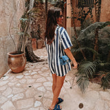 ILUSION DARK BLUE/WHITE STRIPED PLAYSUIT