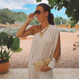 MARISOL ECRU ONE SHOULDER JUMPSUIT