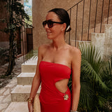 TABASCO RED CUT-OUT DRESS