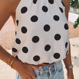 ESTEPONA ECRU POLKADOTS HALTER TOP