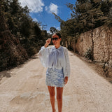 VIOLETA LIGHT BLUE SEQUIN SKIRT