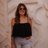 NEZRA BLACK CROPPED TOP
