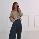FALL IS COMING BEIGE CUT-OUT SWEATER