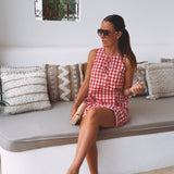 SOLANA RED/WHITE CHECKERED DRESS