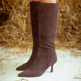 THORNFIELD BROWN SUEDE HEEL BOOTS