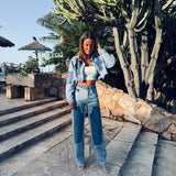 LUSIANA BLUE SPECIAL STRAIGHT JEANS A1076