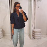 JULINA DARK BLUE BLOUSE