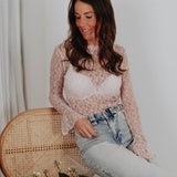 TIFFANY LIGHT PINK LACE LONGSLEEVE TOP