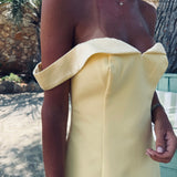 PAMPLOMA YELLOW OFF SHOULDER DRESS