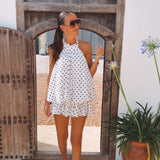 NAVARRO WHITE POLKADOTS DRESS