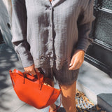 EILEEN DARK GREY STRIPED TWO-PIECE SET