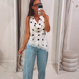 PHAEDRA ECRU POLKADOTS TOP