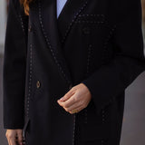 ROXIE DARK BLUE CONTRAST STITCH BLAZER