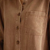 MISTY MORNING LIGHT BROWN DENIM DRESS