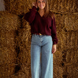 ELARA BURGUNDY KNIT SWEATER