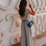 LAYALI BEIGE STRIPED TWO-PIECE SET