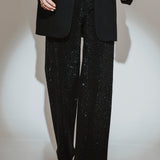 BLACK RHINESTONE WIDE LEG JEANS A881-1