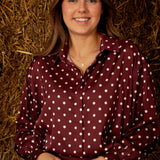 NATASHA BURGUNDY POLKADOTS BLOUSE