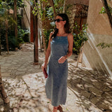 SENDERO BLUE FLOWER DENIM DRESS