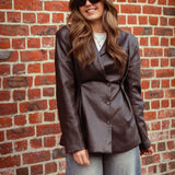 ASHTON BROWN LEATHER BLAZER