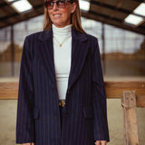 DARCY DARK BLUE STRIPED BLAZER