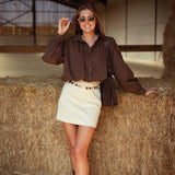 ISOLDE BROWN BLOUSE