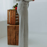 GREY MID WAIST WIDE LEG JEANS 2971-3