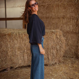 ONYX DARK BLUE BUTTON SWEATER