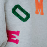 MOMMY GREY SWEATER - MULTICOLOR LETTERS