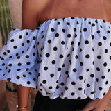AICHA WHITE POLKADOTS OFF SHOULDER BLOUSE