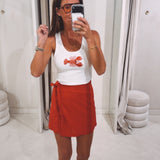 COQUETA RED LINEN SKORT